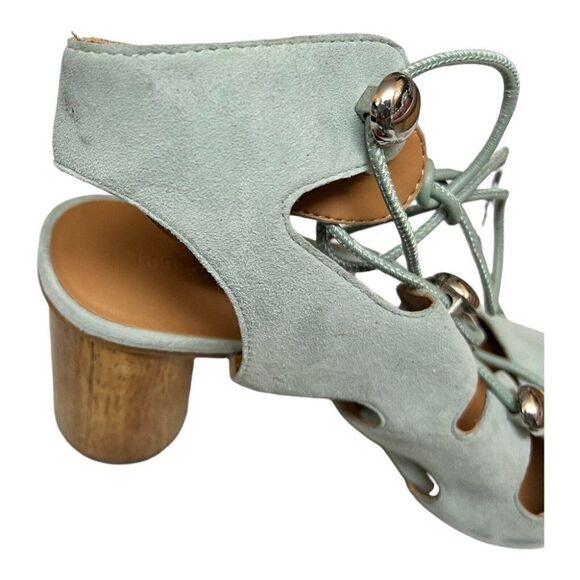 REBECCA MINKOFF Adiv Ghillie Caged Sandals Suede Lace Up Open Toe Block Strappy - Picture 5 of 9